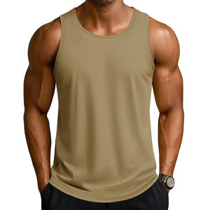 Débardeur de sport pour homme, sans manches, séchage rapide, col rond, 100% polyester, pour entraînement, gym, fitness, musculation, streetwear, uni - Product Image 1