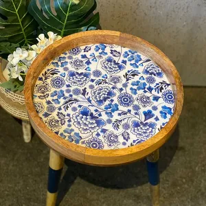 Handmade Enamel Mango Wood Side <b>Table</b> Detachable <b>Legs</b> by MUGHALCRAFTS - Product Image 2