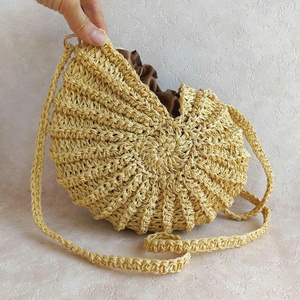 Bolso de Rafia Tejido a Crochet, Bolso Tipo Concha, Bolso Pequeño Hecho a Mano, Estilo Boho, Bolso de Playa con Cierre de Botón, Impermeable, Unisex - Product Image 2