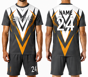Uniformes de Fútbol Personalizados, Conjuntos de Camisetas Transpirables de Secado Rápido, Tela Spandex/Poliéster, Unisex para Adultos, Impresión Digital, 160g - Product Image 1
