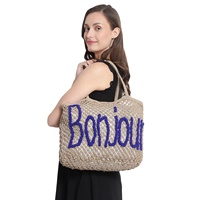 Sac fourre-tout en jute naturel fait main au crochet, haute couture, toutes saisons, été, plage, pique-nique, shopping, quotidien, logo personnalisé