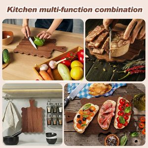 Lot de 2 planches à découper en bois naturel festonné avec poignée, bord ondulé, planches de service en bois, vente en gros - Product Image 4