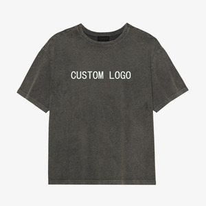 เสื้อยืดคอตตอนโอเวอร์ไซส์ผู้ชาย พิมพ์ลายตัวอักษรด้านหน้า ดีไซน์ลำลอง คอกลม แขนสั้น พร้อมโลโก้แบบกำหนดเอง - Product Image 3