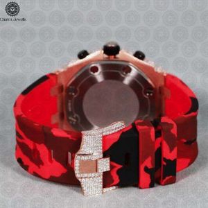 Reloj de Lujo para Hombre Charm, Bisel con Diamantes en Oro Rosa, Correa de Silicona Roja, Movimiento Mecánico Analógico, Fecha Automática, Caja de 40 mm, 10 Bar - Product Image 3
