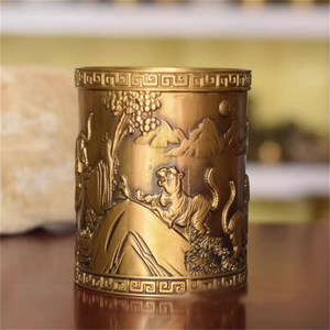 Brass Pen Holder Living Room Brass Pen Holder Makeup <b>Brush</b> Storage Bucket Holder Wholesale Prices - Product Image 2