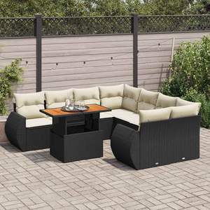 Grand ensemble de canapés de jardin modulaires en rotin PE noir, élégant mobilier de jardin d'extérieur - Product Image 1
