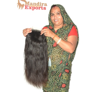 Peluca de Cabello Humano Virgen Remy 100% Natural del Sur de la India, Negra y Lisa, y Extensiones de Cabello Fusion con Doble Trama a Máquina - Product Image 4