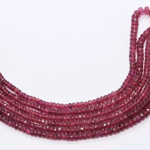 Cuentas facetadas de rubelita natural AAA de 3.25-5 mm, cuentas de turmalina rosa natural con tonalidades de rubelita para la fabricación de joyería. - Product Image 1