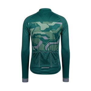 Sublimation Printed Dark Green Topographic Camo Long Sleeve <b>Cycling</b> Jersey Mesh Breathable Quick Dry Polyester Jersey - Product Image 2