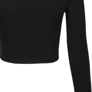 เสื้อครอปแขนสั้นคอกลมสีพื้นทรงเข้ารูปสำหรับผู้หญิง ยี่ห้อ FLY FIT INTERNATIONAL ผลิตจากผ้าถักผสมสแปนเด็กซ์/ไนลอน ระบายอากาศได้ดี - Product Image 2