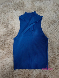 Asymmetric Halter Knit <b>Tank</b> <b>Top</b> Plus Size Solid <b>Black</b> Women's Summer <b>Top</b> - Product Image 4