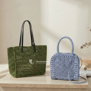 Bolso de Paja para Mujer, Elegante Bolso de Playa y Bolso Tipo Hobo con Lazo de Cinta y Correa de Cuero para la Moda Diaria Femenina - Product Image 4