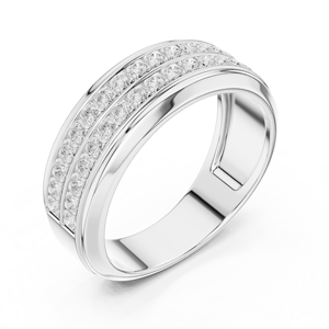 Anillo de Plata de Ley 925 con Doble Hilera de Moissanita, Corte Brillante Redondo, Anillo de Boda Unisex - Product Image 1