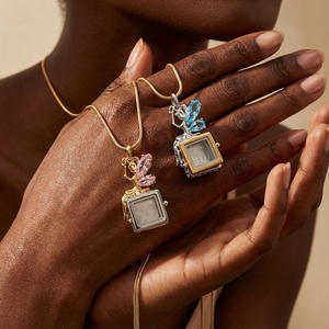 Stainless Steel Locket Necklace <b>Memory</b> Keepsake Floating Charm Pendant Jewelry Wholesale - Product Image 5