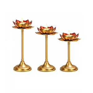 Lot de 6 bougeoirs en fer forgé faits à la main en forme de lotus, durables, pour bougies chauffe-plat, décoration maison et fêtes, cadeau d'entreprise - Product Image 1