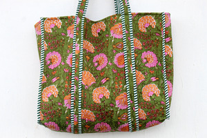 Bolso de Mano de Viaje Acolchado de Tela de Algodón para Mujer, Bolso de Compras de Verano - Product Image 2