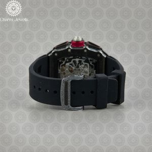 Charm Jewells Montre de sport pour homme en acier inoxydable, cadran numérique de 43 mm, bracelet en caoutchouc lumineux, mouvement à quartz, boîtier rond - Product Image 6