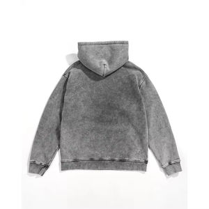 Sweat-shirt à capuche gris pour homme, 100% coton, French Terry, délavé, coupe décontractée, avec poche, pour l'automne - Product Image 2
