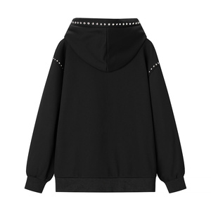 Sudadera con Capucha para Mujer, Estilo Invernal 2026, Moda Urbana Europea y Americana, 100% Algodón, Versátil, Casual, con Remaches - Product Image 2