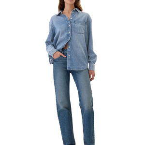 Camisa Vaquera para Mujer, Cómoda, de Tela Vaquera de Algodón, Personalizable al por Mayor - Product Image 4