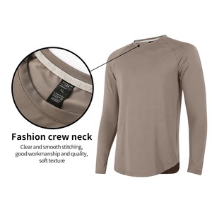 Quick Dry Plain Gym <b>Compression</b> <b>Shirt</b> Custom Logo <b>Men</b> Elastic Curved Hem Plain <b>Shirt</b> Training <b>Men</b> Activewear <b>Shirt</b> - Product Image 2