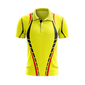 Conjunto Deportivo Ligero de Poliéster Amarillo para Hombre con Rayas Negras y Rojas, Transpirable, de Manga Corta, para Camiseta y Pantalones, para Adultos - Product Image 2