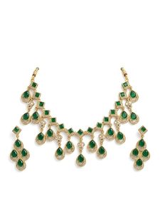 Pendientes de aleación chapados en oro con cristales de imitación y perlas de imitación, estilo vintage para mujer, conjunto de joyería para fiesta de boda - Product Image 5