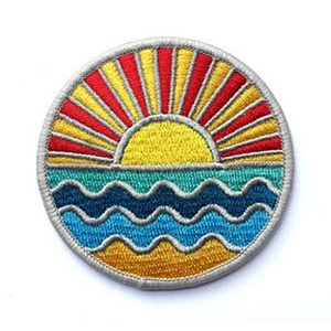 Custom Logo Embroidered Eco-Friendly <b>Sew</b>-On Fabric Badge with Bison Silhouette Shape Safety <b>Pin</b> Attachment and Flag Pattern - Product Image 4