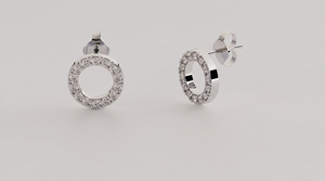 Pendientes Minimalistas de Oro de 18K con Diamantes, Pendientes Geométricos Circulares con Diamantes Pavé, Joyería Fina para Mujer, Uso Diario - Product Image 2