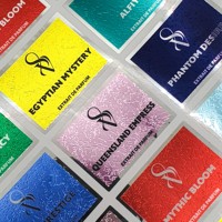 Étiquettes de parfum métalliques argentées personnalisées à texture de luxe, autocollants en relief avec dorure à chaud et impression UV pour flacons de parfum haut de gamme