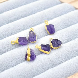 Natural <b>Amethyst</b> <b>Raw</b> Edge Electroplated Pendant Gold Plated Crystal Gemstone Jewelry Necklace for Women - Product Image 5