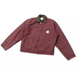 Chaqueta de Mezclilla de Lujo Estilo Urbano, Chaqueta de Trabajo Vintage con Cremallera, de Lona Gruesa, con Logotipo Personalizado, de Algodón, para Hombre - Product Image 3