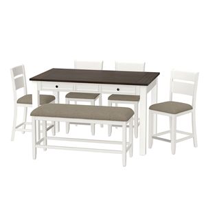 Wallace & Bay vellutato Set da pranzo da 6 pezzi marrone e bianco per riunioni - Product Image 2