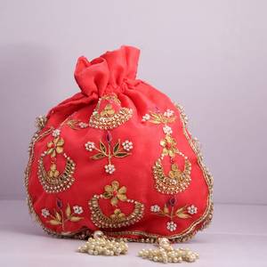Bolso de Mano Bordado a Bajo Precio con Cuentas Decorativas y Cierre de Cordón para Vestidos de Novia, Fiestas - Product Image 1
