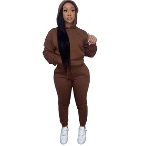 Vêtements d'entraînement pour femmes avec logo personnalisé survêtement 2 pièces pull à capuche pantalon ensembles survêtement femmes survêtement de jogging 202 - Product Image 4