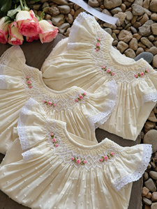 OEM Baby Girl Smocked Linen Dress Soft Organic Cotton Breathable Washable Floral In Stock Casual Outfit - Product Image 6