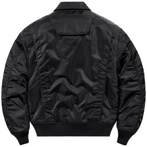 Chaqueta Bomber Negra para Hombre, Color Sólido, Cierre de Cremallera, Cuello Alto, Invierno, Exterior de Lona y Seda, Resistente al Viento y Transpirable - Product Image 2