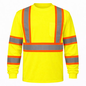 Top Quality Breathable Uniforms Reflective Safety Shirts Yellow Long Sleeve Workwear Custom Logo Construction T-Shirts - Product Image 3