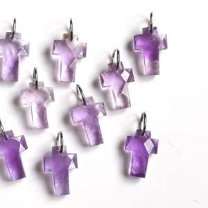 Pendentif Croix Sainte en Améthyste Rose AAA, Argent 925, Pierre Précieuse Sculptée à la Main, Charme en Améthyste Naturelle pour la Fabrication de Bijoux, Vente en Gros - Product Image 4