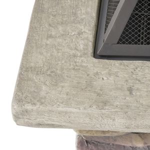 Tavolo da 28 pollici con coperchio in legno di cemento grigio pietra - Product Image 6