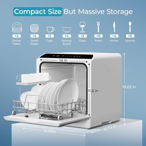 Mini lave-vaisselle de comptoir avec réservoir d'eau intégré de 5 L et 6 modes de lavage - Product Image 2