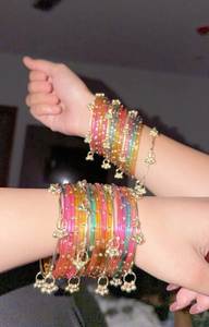 Últimos Brazaletes Kashmiris con Diseño de Gotas de Lluvia, Chapados en Oro, Tradicionales, de Cristal, Churiyan, Brazaletes de Moda para Mujer, Conjuntos Nupciales para Bodas - Product Image 6