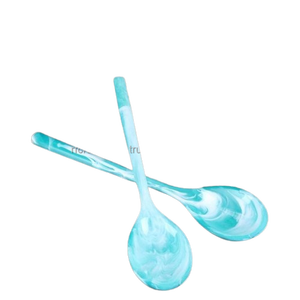 Luxe Aqua Swirl Résine Couverts Ensemble De Mariage Convient Spork Salade Fourchette Cuillère Serveur Élégant Vaisselle Ustensiles De Cuisine Vaisselle - Product Image 1