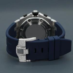 Reloj de Lujo con Diamantes VVS D Moissanite, Correa de Goma, Estilo Hip Hop para Hombre, Reloj de Pulsera con Incrustaciones de Diamantes, Reloj de Tiempo del Reino Unido - Product Image 2