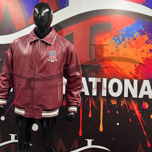 High Quality Custom <b>Leather</b> Avirex <b>Jacket</b> <b>Men</b> <b>Genuine</b> Burgundy & White Winter Avirex Collection <b>Leather</b> BoBo Avirex <b>Jacket</b> <b>Men</b> - Product Image 5