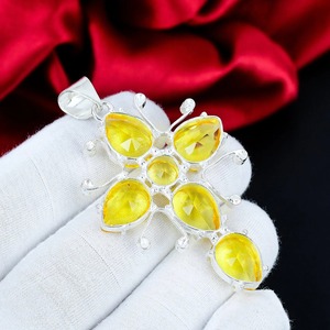Colgante de Cruz con Gema de Citrino Amarillo, Joyería Hecha a Mano en Plata de Ley 925 para Mujer, Regalo de Cumpleaños para Amigas - Product Image 5