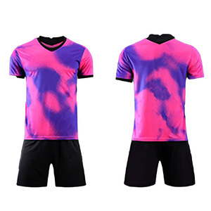 Men's Soccer Jersey Set Gradient <b>Pink</b> Purple V-Neck Short Sleeve Quick Dry Polyester Sportswear Uniform Adult All Seasons - Product Image 1