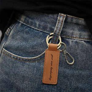 Llavero de Cuero PU Rectangular Estilo Americano, Grabado Láser, Portátil, Regalo - Product Image 3