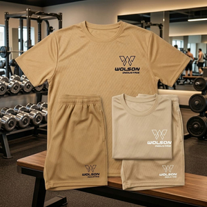 Ensemble de t-shirt et short de sport pour homme de qualité supérieure, broderie sur le devant, vêtements de sport légers et respirants pour la remise en forme, l'exercice et la course à pied - Product Image 2