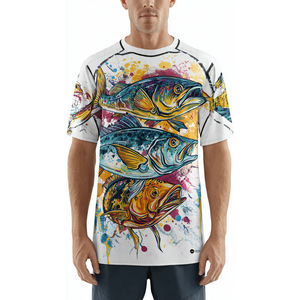 T-shirts de pêche d'été à manches longues pour hommes, personnalisables par sublimation – Coton/Bambou, séchage rapide et respirant - Product Image 1